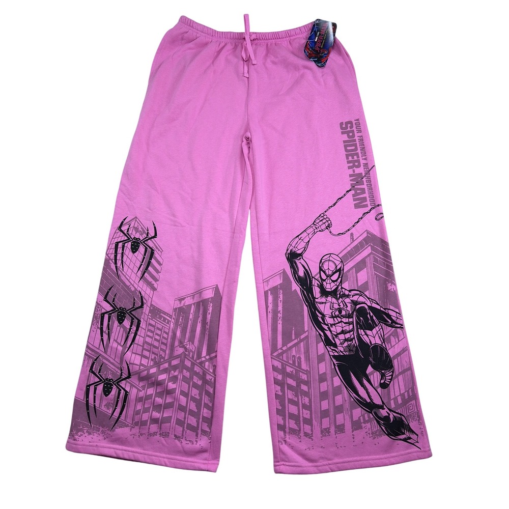 Marvel Spider-Man Brand New Day Pink Wide Leg Lounge Pants Sweatpants Medium NWT